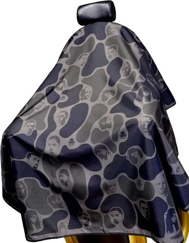 Vista 3 de Juego de delantal de peluquero de gran tamaño con cierre a presión a prueba de agua a prueba de pelo, Negro