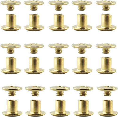 Juego de 100 tornillos dorados para encuadernación Chicago, kit surtido de remaches de clavo, botón de Chicago, decoración de cuero DIY