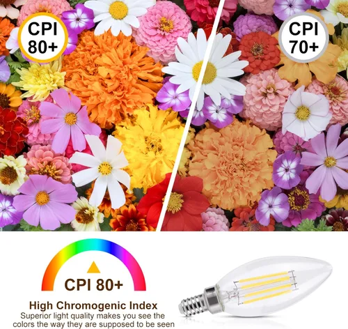 Vista 5 de KINUR Bombillas LED para candelabro E12 de 4 W (equivalente a 40 vatios), bombillas LED para candelabro, 5000 K, B11, color blanco suave, bombilla
