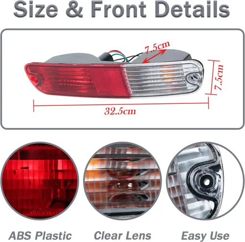 Vista 3 de Para Mitsubishi Pajero Montero V73 V75 V77 2003-2007 Parachoques Trasero Lámpara Cola Reflector Señal Lámpara de Freno Con Bombilla Rojo