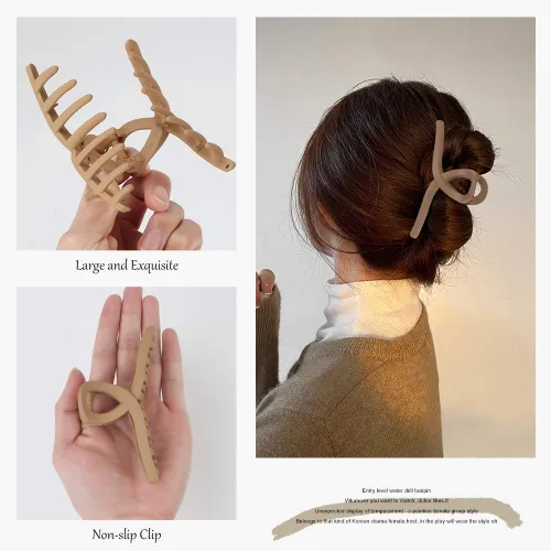 Vista 4 de Pinzas para el cabello para mujer, pinzas de pelo mate antideslizantes, pinzas para el cabello grandes de 4.3 pulgadas, accesorios para el cabello