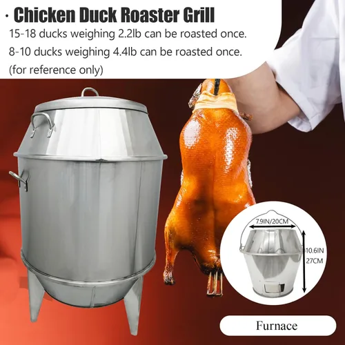 Vista 3 de TECHTONGDA Duck Roaster - Cocina de pato asado al carbón, acero inoxidable con pantalla de temperatura para restaurante y uso doméstico