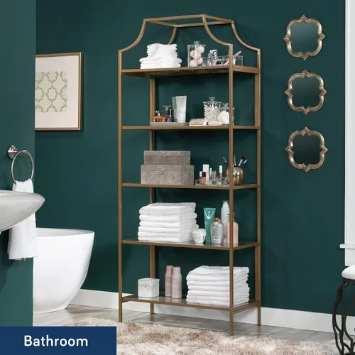 Vista 3 de Sauder International Lux - Estantería para libros, acabado dorado satinado