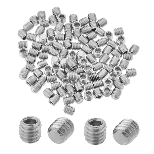 MroMax Juego de 50 tornillos planos M3 x 0.118 in, acero inoxidable 304, cabeza Allen, juego de puntas de copa, tornillos plateados para perilla de