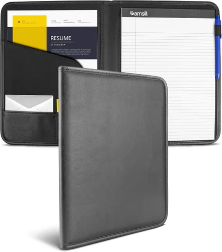 Vista 12 de Samsill Professional Padfolio, cartera mini de piel sintética, con bloc de notas de 5 x 8, color negro