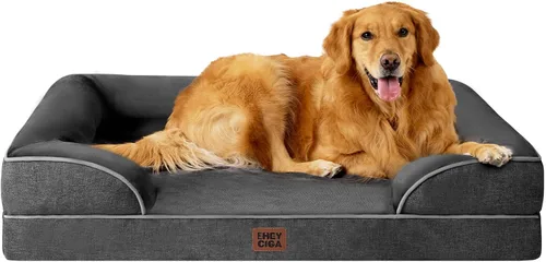 Vista 41 de EHEYCIGA – Cama ortopédica impermeable para perros pequeños, de espuma viscoelástica tipo caja de huevos, con bordes elevados y base antideslizante