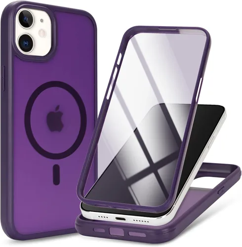 Vista 11 de Funda magnética para iPhone 12 mini con protector de pantalla integrado, compatible con MagSafe, para Apple 12 Mini, fundas de cuerpo completo