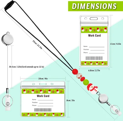Vista 2 de Cordones retráctiles para tarjetas de identificación y llaves, lindo cordón de silicona con cuentas para profesores con soporte de identificación