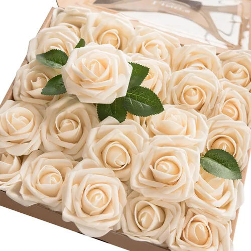 Vista 55 de Ling's moment Artificial Roses, Black, 3 Inch 25 Pcs Negro
