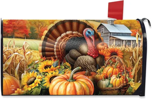 Vista 9 de Briarwood Lane Funda para buzón de otoño Be Grateful