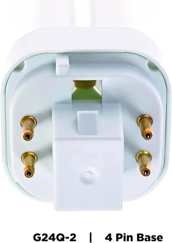 Vista 4 de SLEEKLIGHTING Bombilla base CFL de doble tubo T4 de 18 vatios de 4 pines G24Q-2, 3500 K, 1050 lm, sustituye a PLC-18W 827, fluorescente compacta