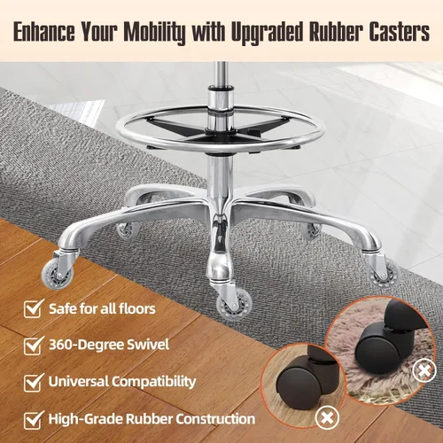 Vista 6 de Grace&Grace Silla de dibujo, taburete alto ajustable para tienda, taburete con respaldo para estudio, aula, laboratorio, mostrador, médico (negro)