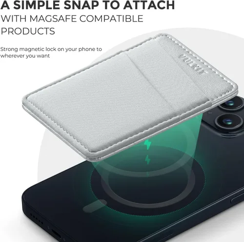 Vista 3 de VULKIT Cartera magnética para teléfono MagSafe, bloqueo RFID, cartera con tarjetero para iPhone serie 16/15/14/13/12 y funda para teléfono