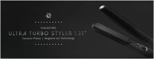 Vista 5 de Evalectric Ultra Turbo Styler - 1.25" Ceramic Flat Iron with Floating Plates - Dual Voltage Hair Straightener - Negative Ion Technology - Travel