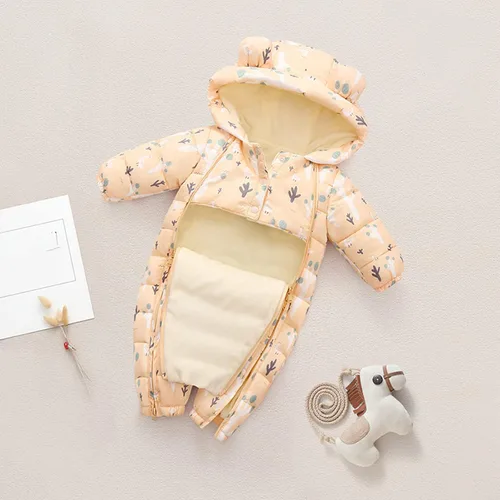 Vista 3 de 0-18 meses bebé bebé lindo dibujos animados sudadera con capucha ropa de nieve traje de nieve chaqueta acolchada mameluco abrigo bebé bota ropa