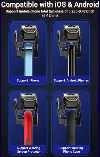 Vista 6 de Gatillos móviles para juegos para iPhoneAndroid, control sensible al disparador, palanca de mando con objetivo y disparador de fuego para PUBG, COD
