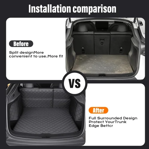 Vista 5 de Topfit Alfombrillas para maletero de Tesla modelo Y, forro de carga, impermeable, protector de asiento de automóvil para todo tipo de clima