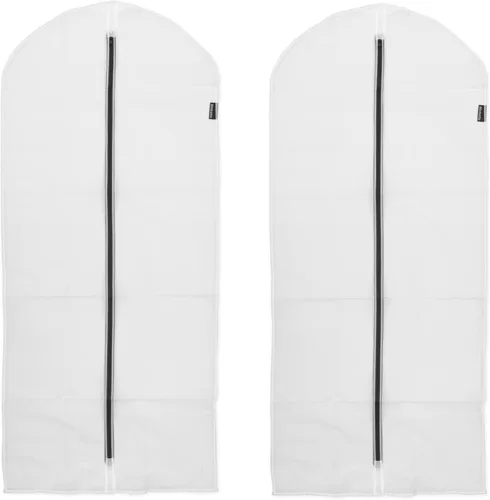 Vista 6 de Brabantia Paquete de 2 bolsas protectoras de ropa colgantes transparentes medianas (blanco) para almacenamiento de ropa, se adapta a abrigos