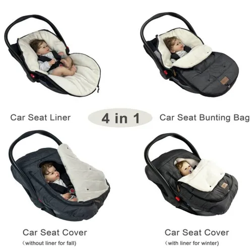 Vista 2 de funlife Juego de Fundas de Asiento de Coche Universales Impermeables Premium 4 en 1 Anti-Viento para Bebés con Bolsa de Banderines de Asiento