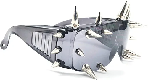 Vista 9 de mincl Punk Rocker Large Shield Spike Fashion Novelty Club Gafas de sol