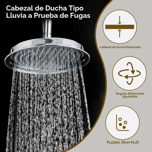 Vista 5 de Sistema de ducha, juego de grifo de ducha de 9 pulgadas con mano, color Negro