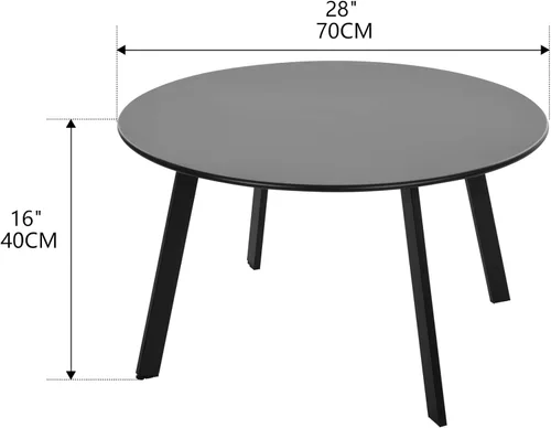 Vista 3 de Meluvici Mesa auxiliar al aire libre, mesa de centro de acero de metal para exteriores/interiores, redonda resistente a la intemperie antioxidante