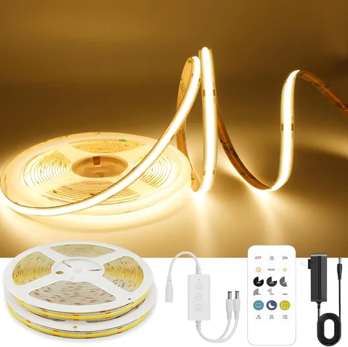 Vista 8 de AXMOTUT Tira de luces LED COB inteligentes de 9.84 pies, 24 V blanco cálido 2700 K, tiras de luz LED regulables, cinta de luz LED de alto brillo