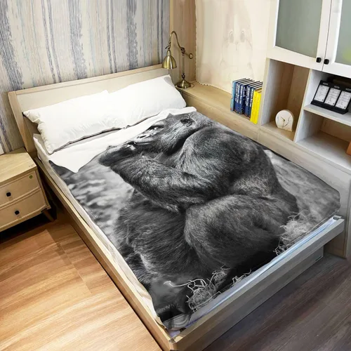Vista 2 de Gorilla - Manta de forro polar de orangután con diseño de animales divertidos para sofá y cama, 60 x 80 pulgadas