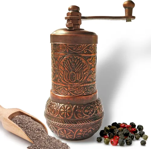 Molinillo de pimienta - Molinillo manual de especias - Molinillo de hierbas - Molinillo de pimienta - Molinillo de granos de café (marrón envejecido)