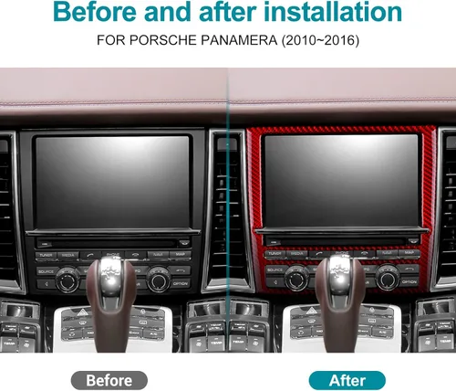 Vista 3 de AIRSPEED para Porsche Panamera 2010-2016, cubierta de marco de pantalla de navegación, botón de consola central del coche, adhesivo de marco
