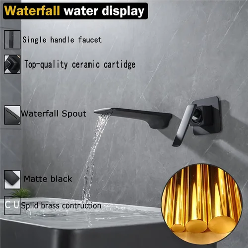 Vista 13 de RANDOM Bathroom Sink Faucet Brushed Gold or Matte Black Bathroom Faucet Single Hole or 3 Holes SUS 304 Stainless Steel Modern Vanity Faucet with Pop