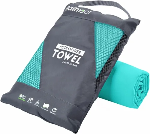 Vista 12 de Toalla de microfibra Rainleaf perfecta para viajes y gimnasio y camping. Secado rápido - Super absorbente - Ultra compacta - Liviana. Adecuada