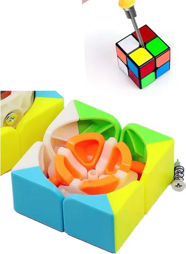 Vista 3 de Paquete de 2 rompecabezas Qiyi Qidi S de 2 x 2, cubo mágico de color sin calcomanías, velocidad GINFH