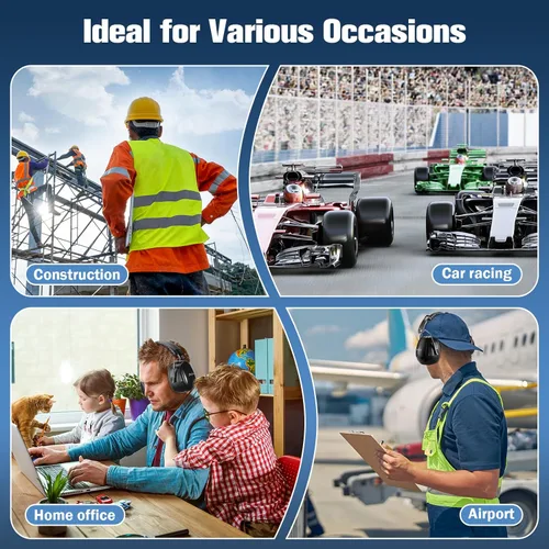 Vista 8 de ProCase - Orejeras de protección auditiva, auriculares de cancelación de ruido de seguridad NRR 32dB para adultos/adolescentes, orejeras sensoriales