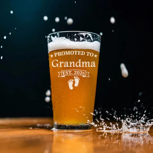 Vista 5 de Grandpa Est 2023 Vaso de cerveza – Pinta grabada de 16 onzas, regalos para el nuevo abuelo