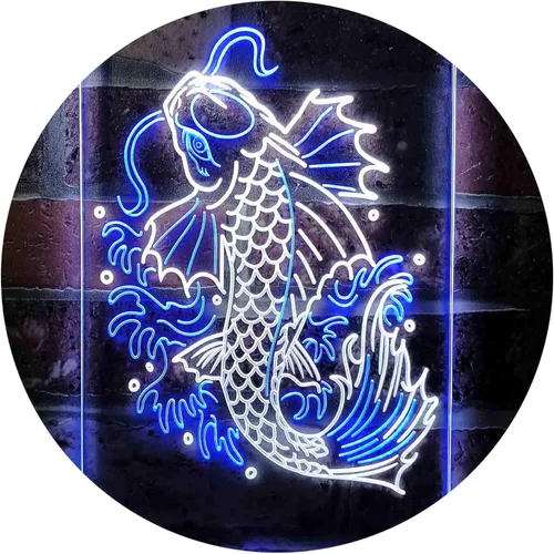 Vista 16 de ADVPRO Koi Fish Display - Letrero de neón LED de doble color, azul y rojo, 8 x 12 pulgadas st6s23-i3720-br