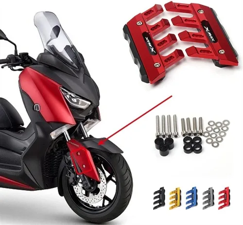 Vista 2 de Para Yamaha X-MAX Xmax 125 250 300 400 Protector lateral de caída de motocicleta Protector de horquilla delantera Protector de guardabarros Negro