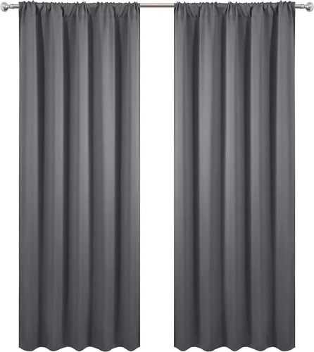Vista 2 de LEMOMO Cortinas opacas grises, 52 x 84 pulgadas, juego de 2 paneles de cortinas opacas con aislamiento térmico para oscurecer la habitación