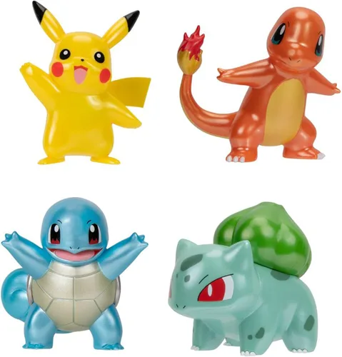 Pokémon Select Paquete de Batalla Metálico - Cuatro figuras de batalla de 3 pulgadas con acabado metálico especial