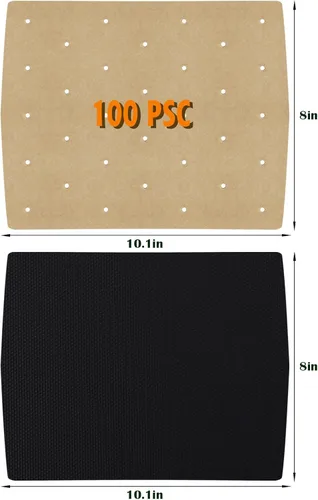 Vista 2 de WMKGG Papel pergamino para freidora de aire sin blanquear, 100 forros perforados desechables para freidora de aire Ninja Foodi Grill 5 en 1 AG301 4qt