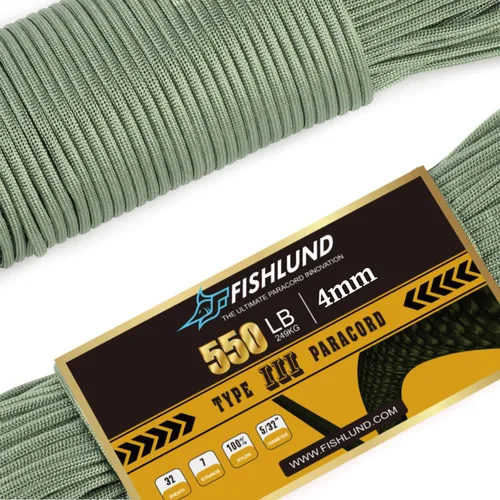 Vista 13 de Paracord 550 lb, cuerda de paracaídas de 7 hebras de 50 pies, 4 mm, de nailon, para camping, verde militar