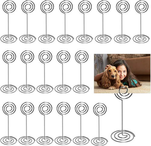 Table Number Card Holders Place Card Holder, 25 Pack Picture Holders for Tables, Wire Shape Photo Number Stands Menu Paper Card Clips for Wedding