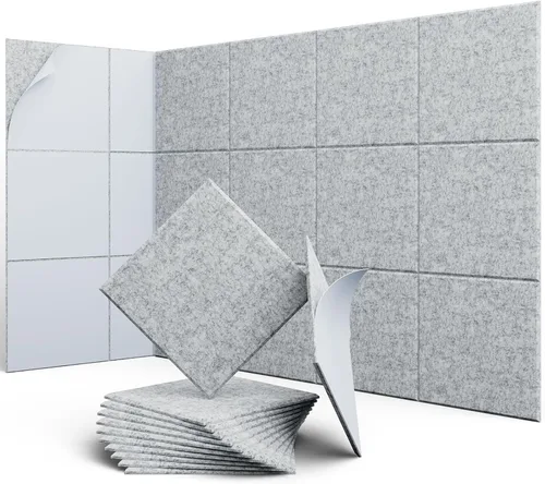 Vista 38 de Paneles acústicos hexagonales, paquete de 12 paneles de absorción de sonido de alta densidad de 12 x 10 x 0.4 pulgadas para mejorar la reducción