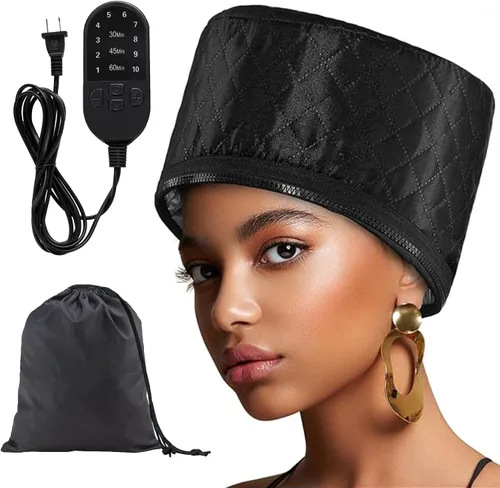 Gorro térmico para acondicionador profundo, tapa térmica de vapor para cabello natural, uso doméstico con 10 modos, 3 ajustes de temporizador, cable