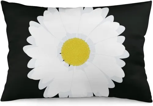 Vista 13 de Funda de almohada lumbar rosa con margaritas para exteriores, de 16 x 24 pulgadas, a la moda, con cremallera, diseño de impresión de doble cara