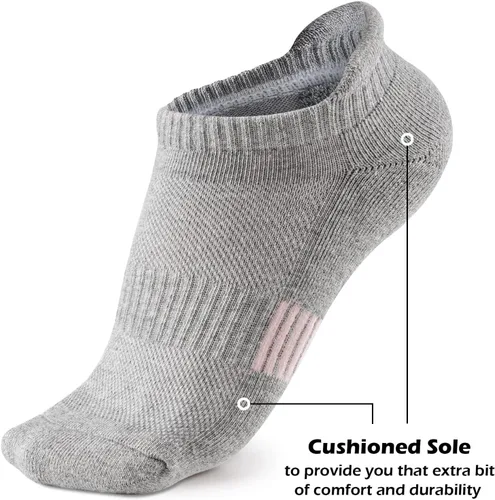 Vista 3 de Gonii - Calcetines tobilleros para mujer, para correr, atléticos, invisibles, acolchados, 5 pares