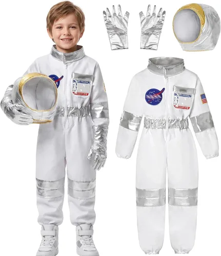 Koatobbor Disfraz de astronauta para niños y niñas, traje espacial de Estados Unidos para niños y niñas, disfraz de Halloween