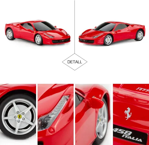 Vista 5 de RASTAR Coche de control remoto Ferrari, escala 1/24 Ferrari 458 Italia, coche de juguete Ferrari rojo