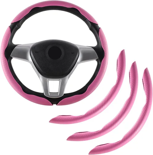 Vista 9 de Amiss Funda antideslizante de fibra de carbono para volante, ajuste universal, 14.3 pulgadas, color negro