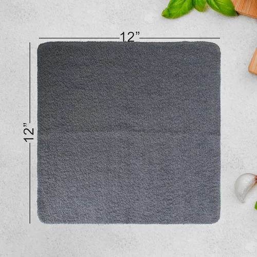Vista 3 de Paños de Baño de Rizo – 12x12 Pulgadas – Paquete de 10 – Gris y Blanco – Altamente Absorbentes, Suaves al Tacto y Multiusos de Algodón para Uso